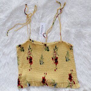 Yellow LA Hearts smock crop top